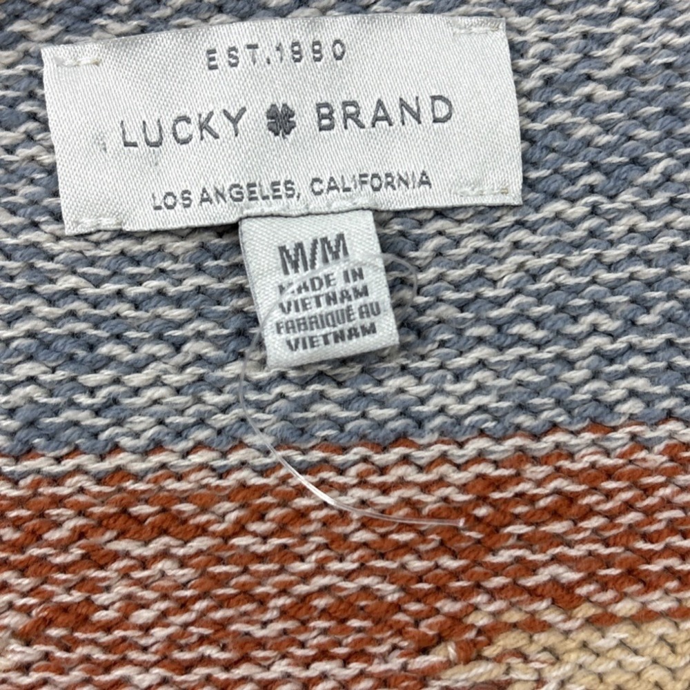 Lucky Brand‎ Women's M Aztec Print Open Front Cardigan Sweater Pockets - Picture 4 of 11
